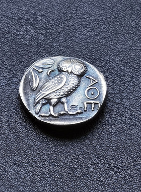 速发古希腊币典娜猫头孔仿古钱币复古太神创意装饰硬雅打鹰礼品