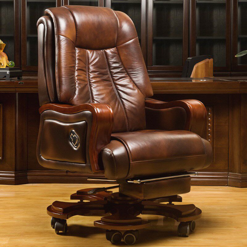 速发老板椅实木书房座椅可躺按摩商椅家用升降大班椅转务办公椅子