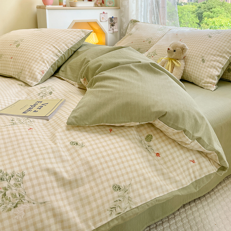 速发单件全棉x人被罩150x2学0双200生宿舍单人被单四件套