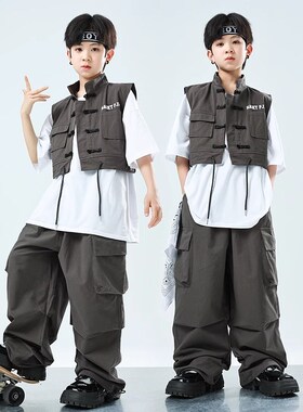 速发少儿街舞潮服嘻哈hiph霹p套o男孩国潮演出服少儿装雳舞表演服