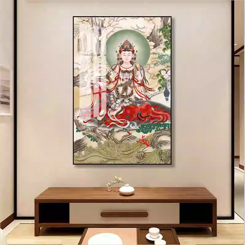 水月观音系列中式风格高端禅意艺术装饰画宁静书房卧室客厅挂画