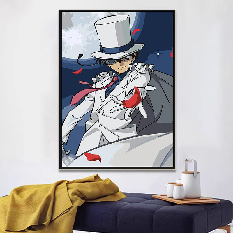 卡通动漫人物怪盗基德男生宿舍装饰画柯南个性潮流名侦探卧室壁画