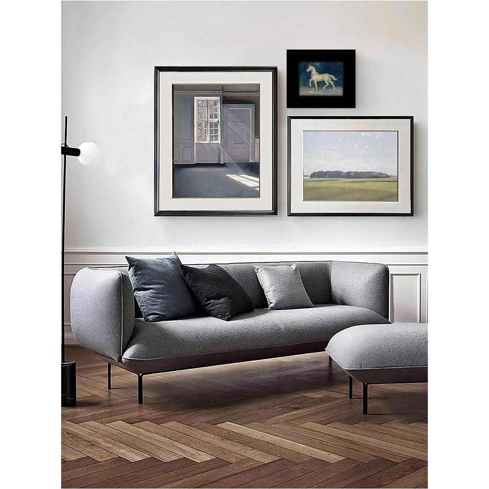 抽象人物小众组合黑白装饰画 画书房客厅沙发玄关卧室法式中古装