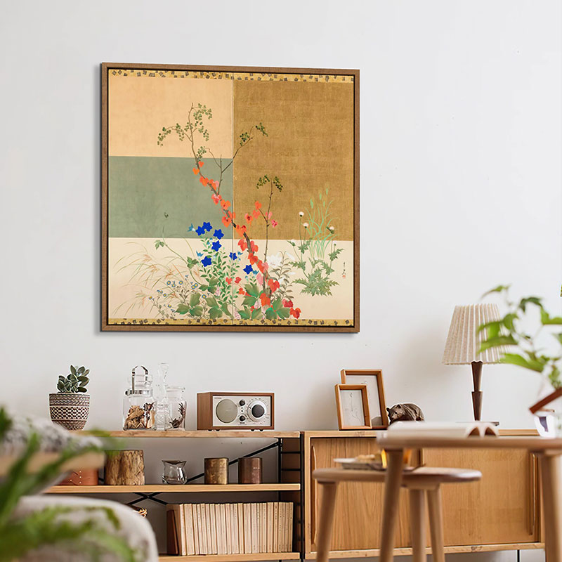春与秋 现代新中式花日式风景琳派名作客厅玄关卧室墙面装饰挂画图片
