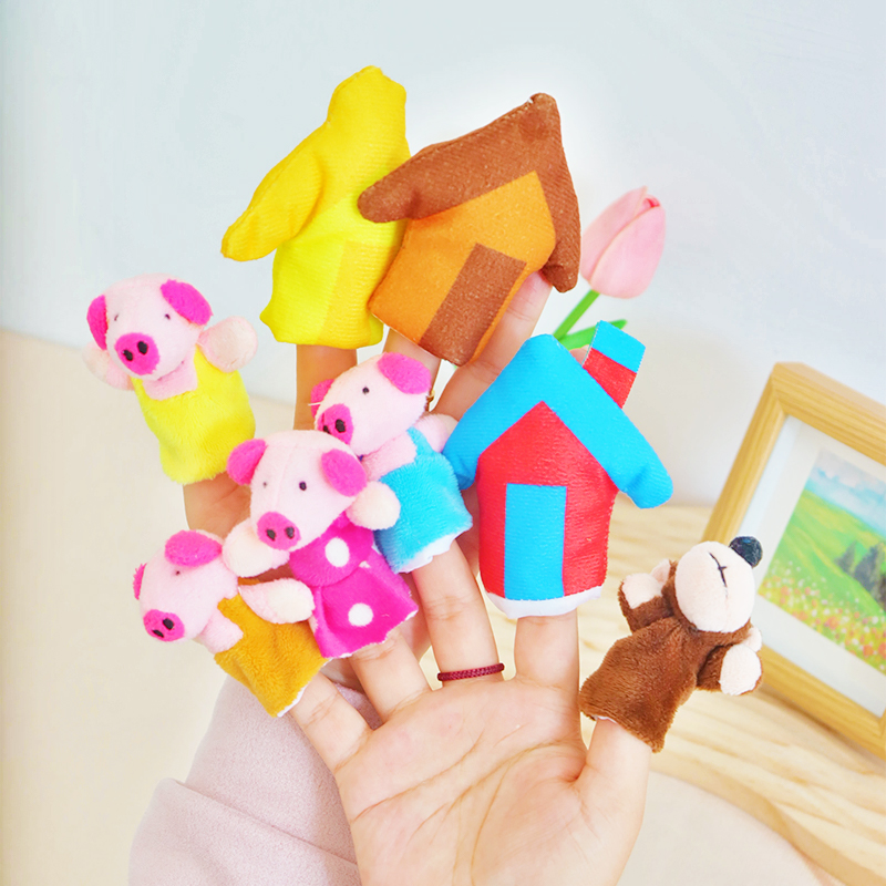 三只小猪手指玩偶绘本表演道具