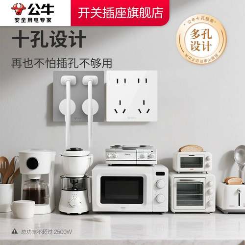 【官方正品】公牛10孔插座