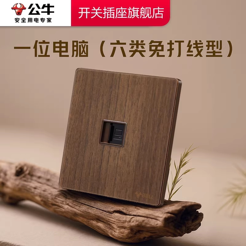 【官方旗舰】复古木纹电脑插座