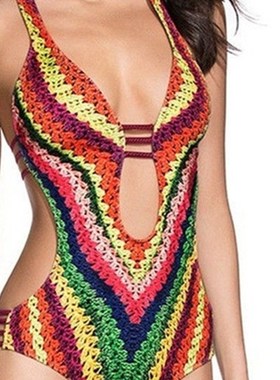 极速ZOGAA Swimsuit Woments Floral Print Bandage Monokini Op