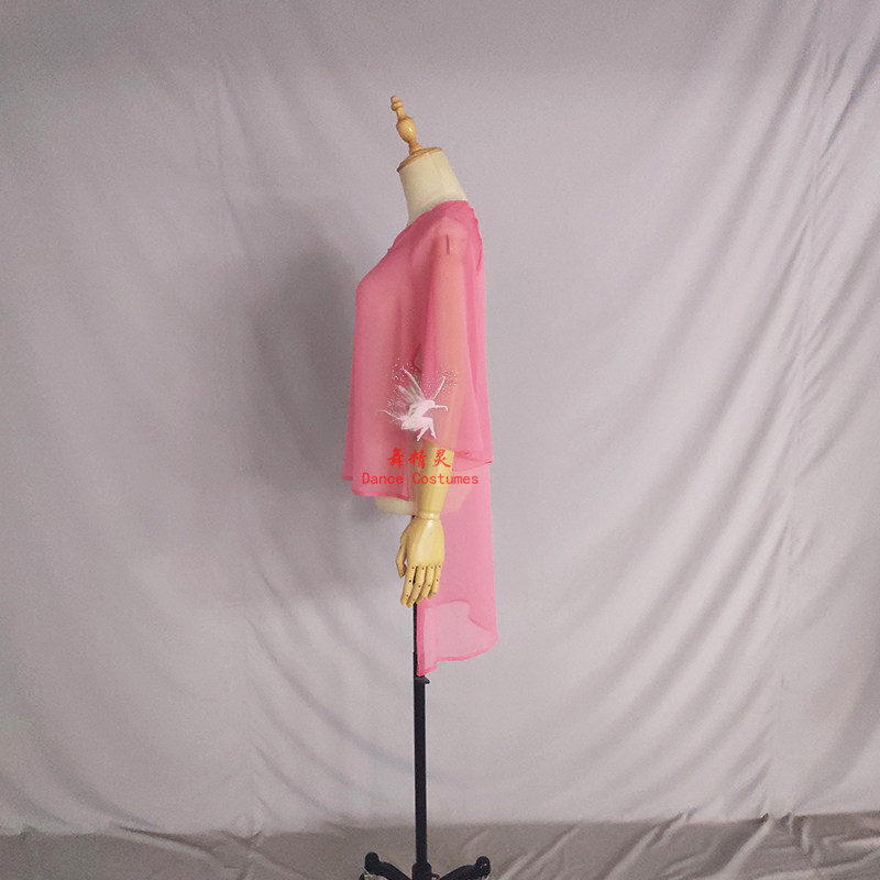 极速古典舞周雨奇l同款舞蹈服身韵纱衣长款飘逸喇叭袖网纱上衣练