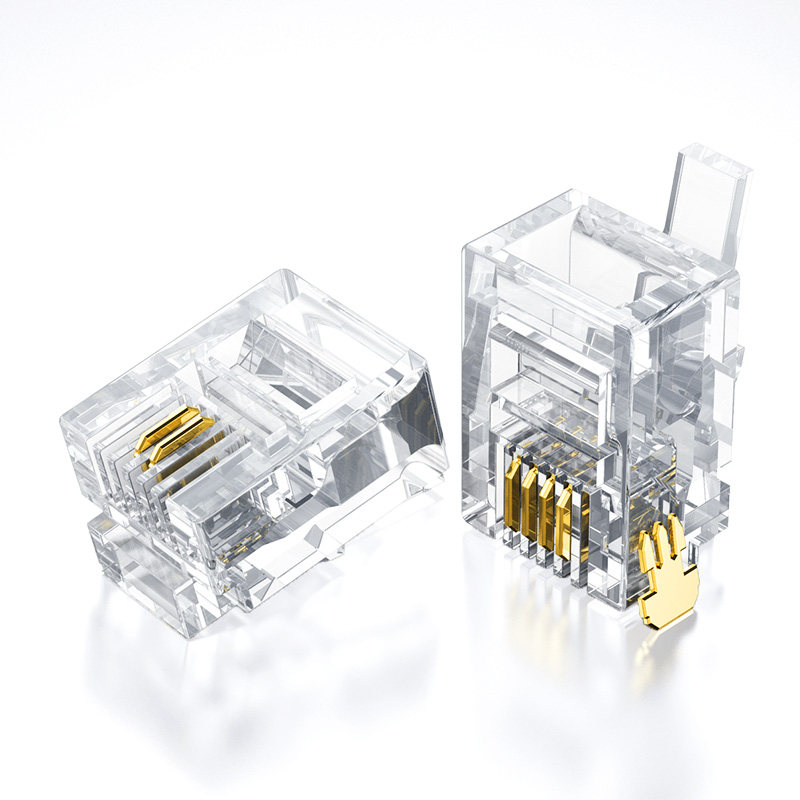 新品绿联 电话水晶头2/4四芯电话座机传真F机rj11连接线器6P2c4c