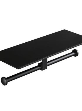 极速卫生纸架黑色免打孔双卷筒卫生纸巾架化妆室纸V巾盒手机置物