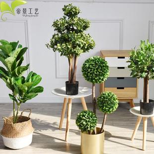 饰带盆琴叶橄榄小叶欧式 北欧INS仿真植物盆栽8090厘米人造装 花艺