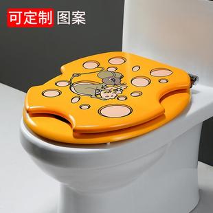 马桶盖家用加厚通用坐便盖卡通可爱马桶盖抽水缓冲快拆静音马桶圈