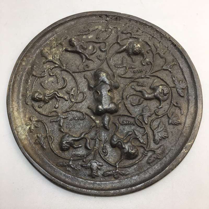 古玩收藏 仿古做旧铜镜 貔貅铜镜 铜器