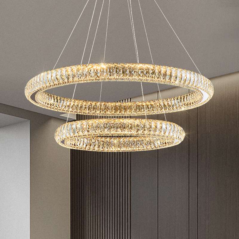 轻奢水晶灯圆环客厅吊灯现代简约餐厅卧室灯新款高端大气大厅主灯