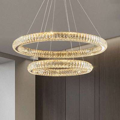 轻奢水晶灯圆环客厅吊灯现代简约餐厅卧室灯新款高端大气大厅主灯