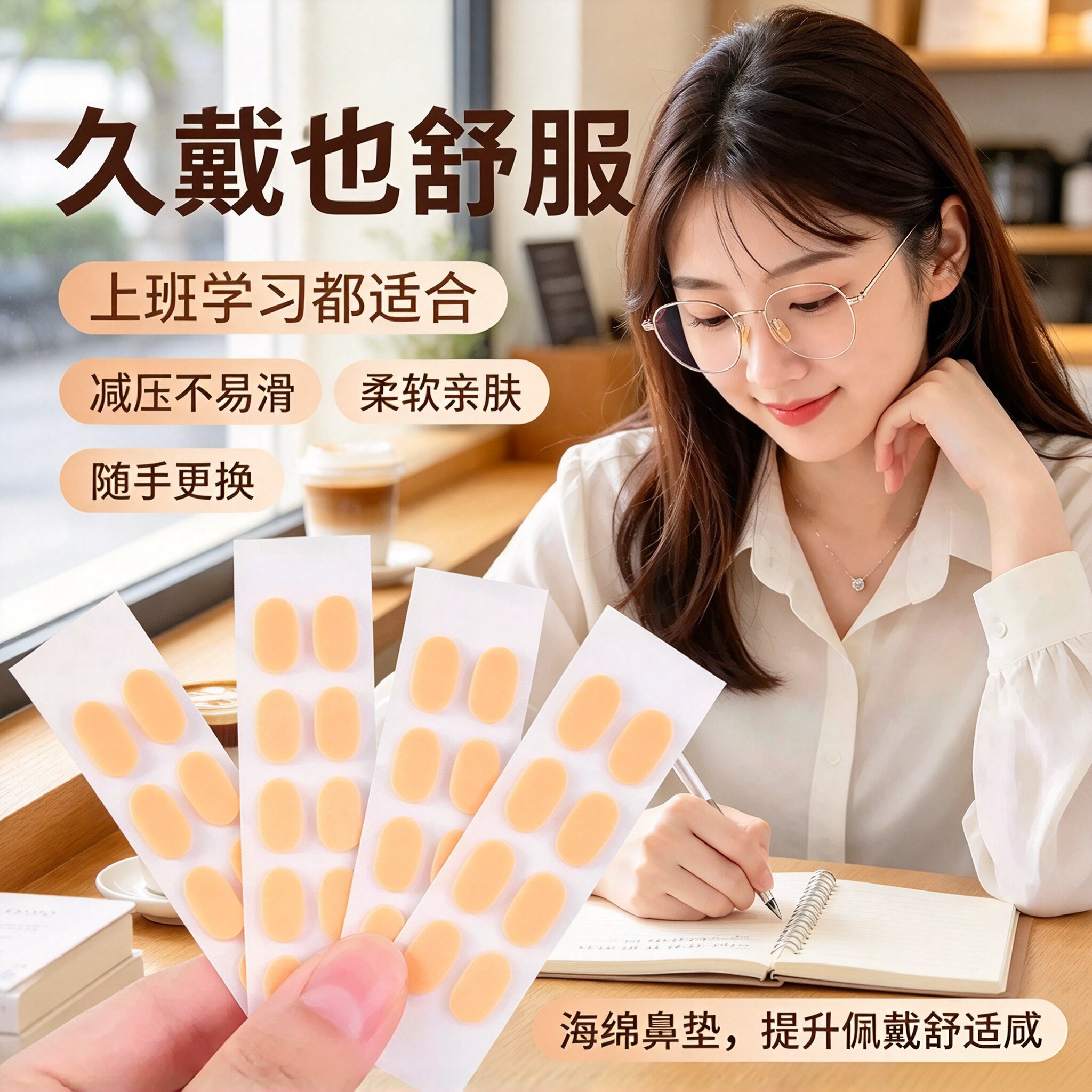 超软海绵眼镜鼻托减压防滑鼻梁支架贴片防压痕鼻垫柔软亲肤舒服
