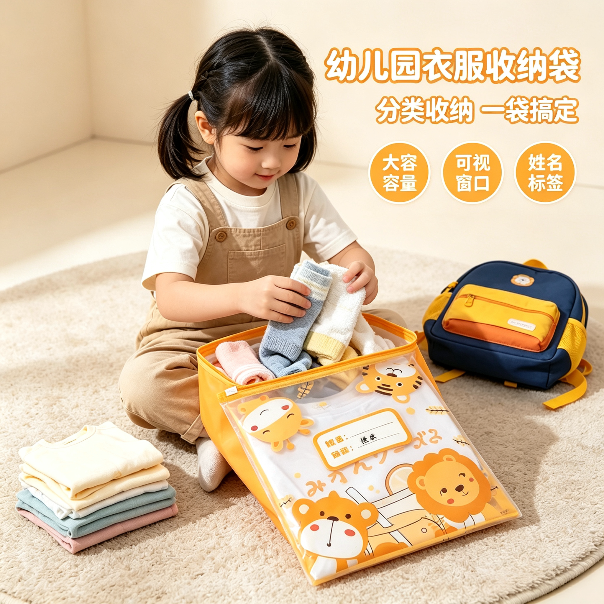 幼儿园衣物分类大容量收纳袋