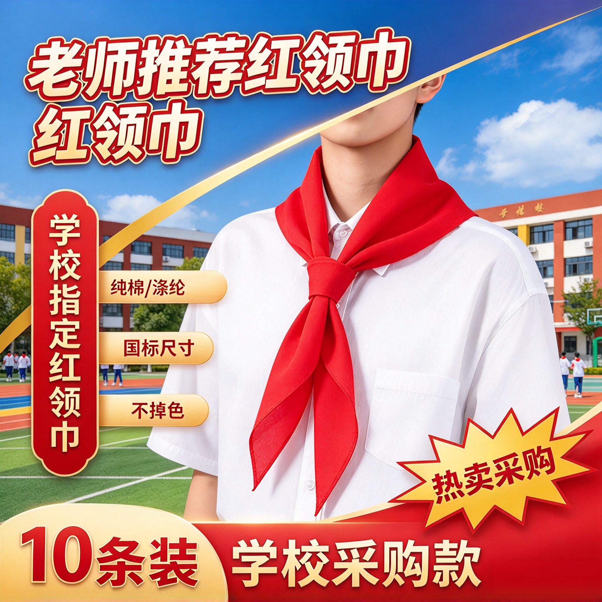 小学生全纯棉布红领巾批发1.2米绸布不缩水褪色通用3-6年级红领巾