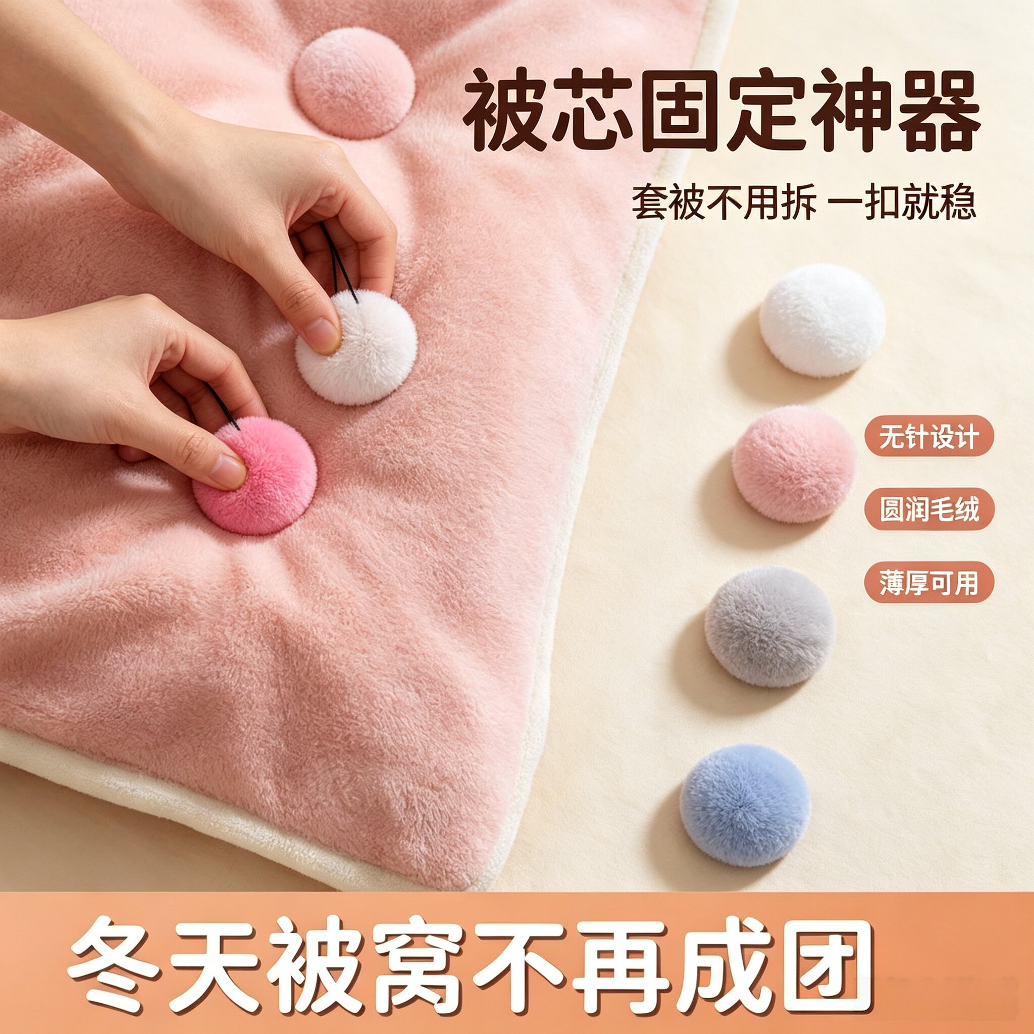 无针隐形毛绒被子固定器防跑