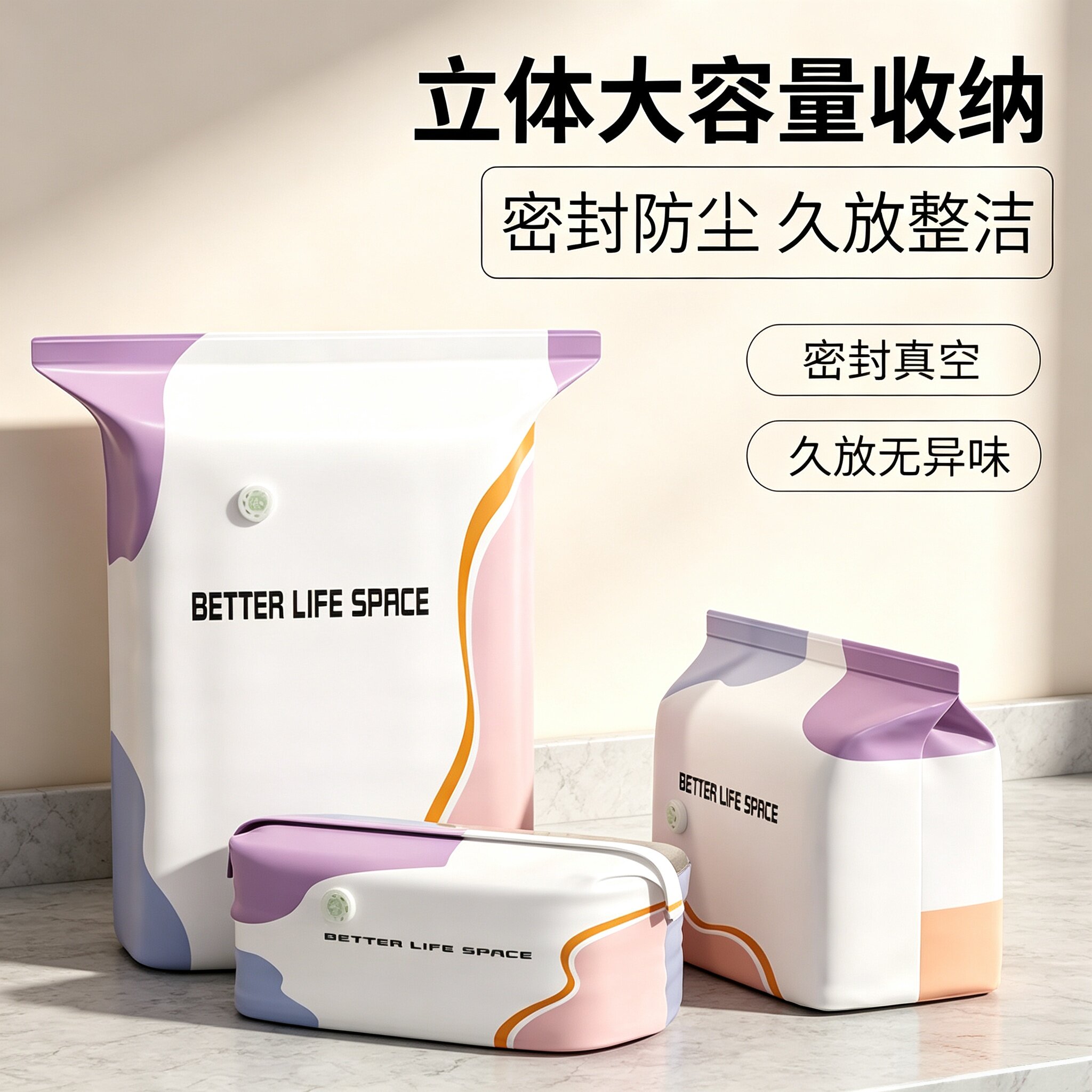 免抽气立体真空压缩袋防潮收纳