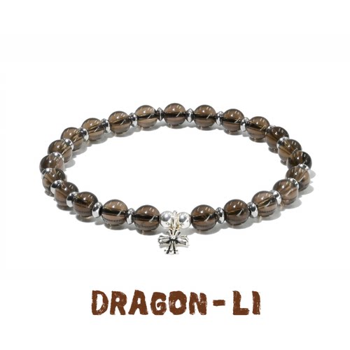 DRAGON LI狸花猫6mm茶水晶925银十字手串情侣配色饰品闺蜜礼物