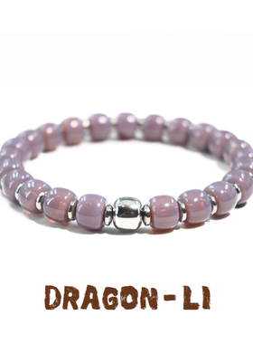 DRAGON LI狸花猫紫色雪巴琉璃钛钢隔珠串珠手串情侣饰品闺蜜礼物