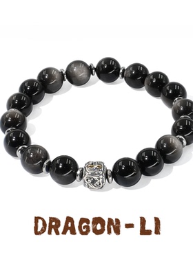 DRAGON LI狸花猫银曜石十字金刚杵方珠串珠情侣配色饰品闺蜜礼物