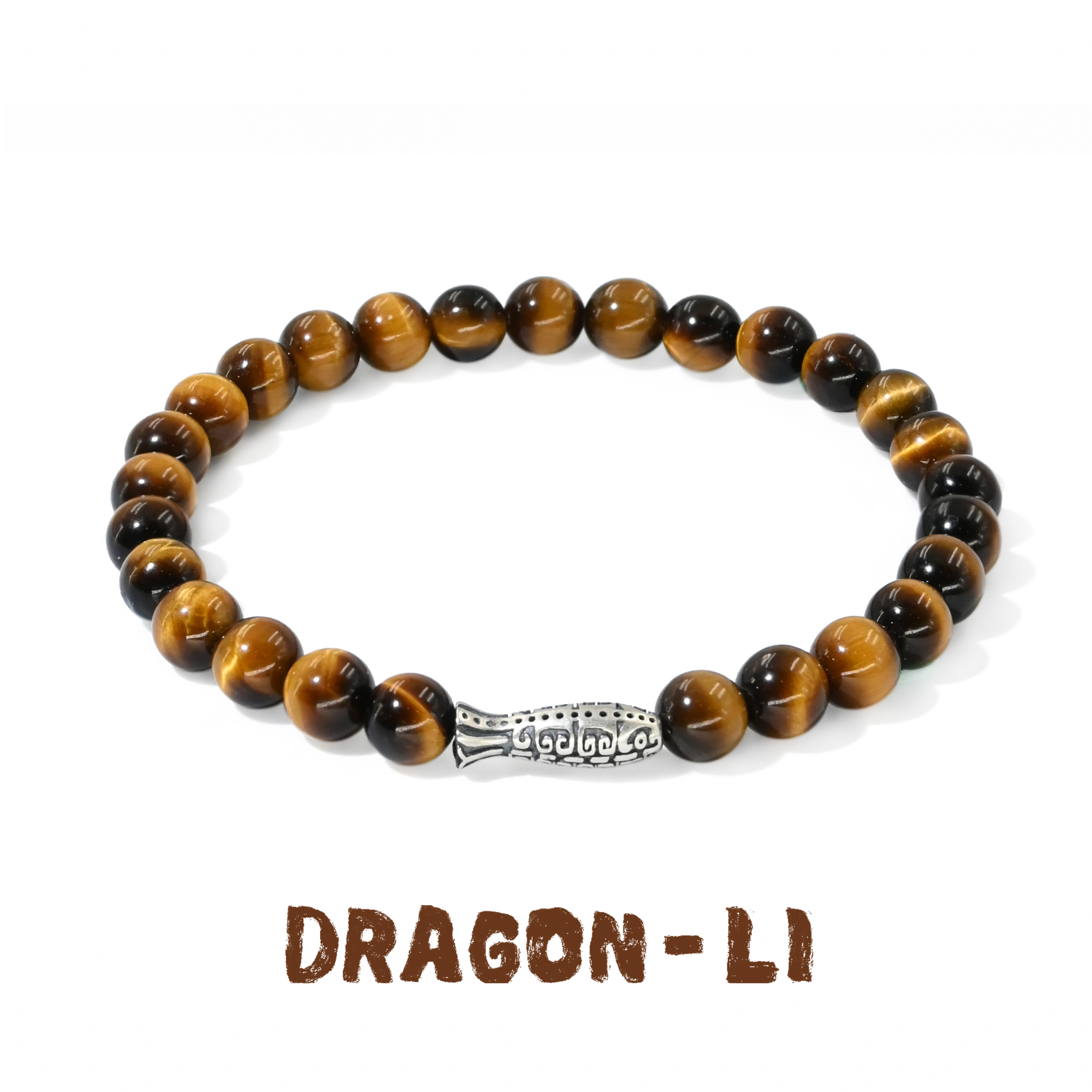 DRAGON LI狸花猫新中式6mm虎眼石银鱼串珠情侣饰品闺蜜礼物