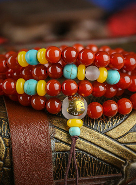 极速黑曜石手链红玛瑙水晶1t08 生肖守护神本命佛男女情侣多圈手