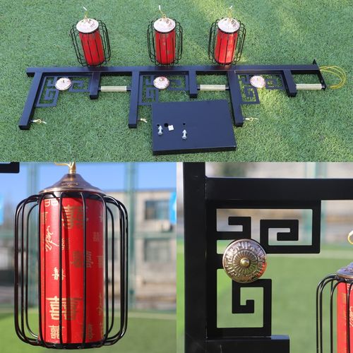 极速中式婚庆道具新款三联宫灯路引汉唐中国风P婚礼舞台装饰铁艺