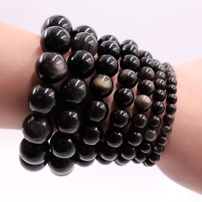 极速新款中国风银耀石手s链佛珠手串 单圈情侣款饰品潮流水晶手饰