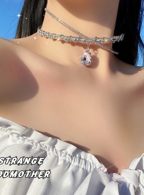 极速颈链短款f脖链网红超闪钻石水钻项链女锁骨链ins镶钻项圈chok