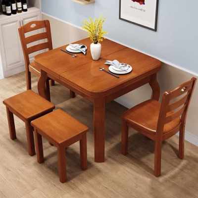 极速新品斐措 实木餐桌椅组合小户型家用可伸缩折叠餐.桌长方形饭