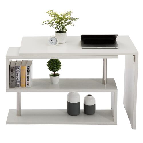 极速White Corner Computzer Desk Rotating L Shape