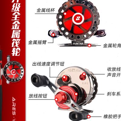 速发2023哈斯达冬钓竿冰钓竿超短可携式筏轮水滴轮实心软稍小筏竿