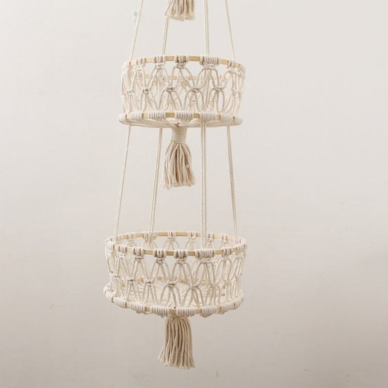 速发Bohemian 3 Tier Hanging Fruit Basket Woven Macrame Tasse