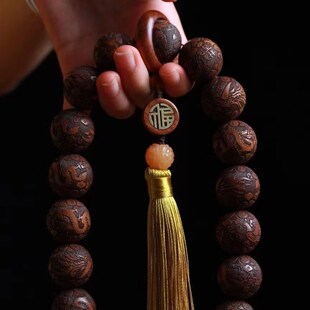 极速缅甸黄花梨手链大果紫檀手串木D质文玩念珠手持海南黄花梨佛