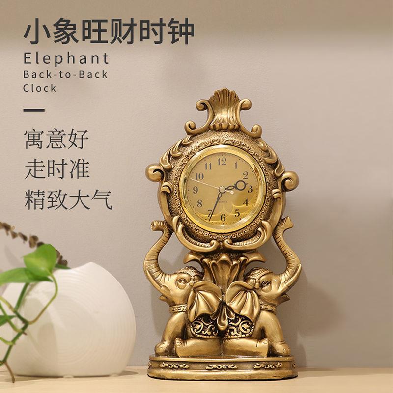 极速新款时钟客厅摆放大象钟表台式家用座钟欧式R老式摆件摆钟时