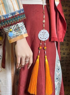 极速玄月马面裙柿子禁步流苏腰佩古风汉服玉佩T吊坠腰间挂件