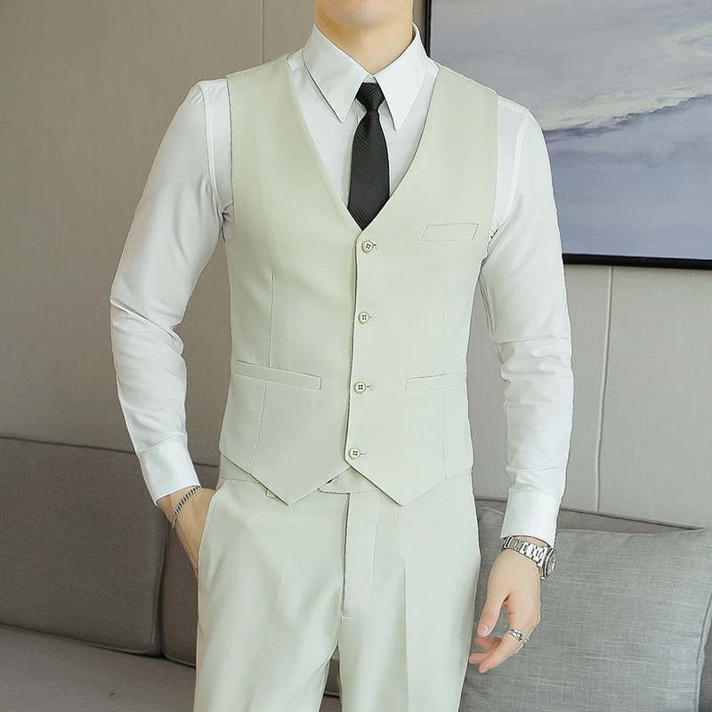 男士马甲套c装韩版修身结婚伴郎团男装商务休闲职业装夜店西装背