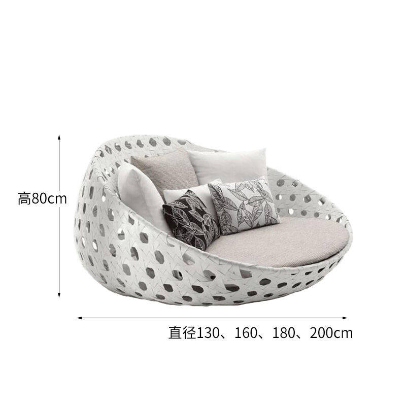 极速喵喵c藤阳台户外躺床大圆床藤编户外沙发泳池沙滩床露台太阳