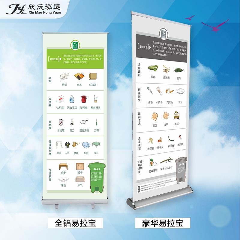 极速垃圾分类宣传海报展架易拉8x0x180可回收有害垃圾分类宣传海