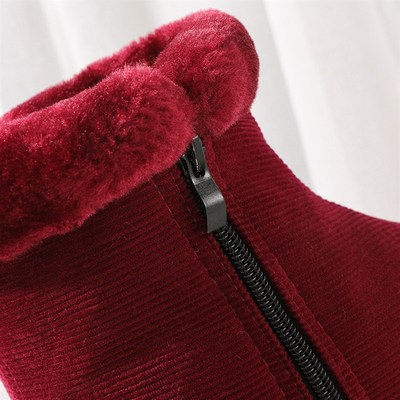 极速手工棉鞋女i冬加绒加厚灯芯绒棉靴防滑耐磨女保暖鸡婆鞋中老