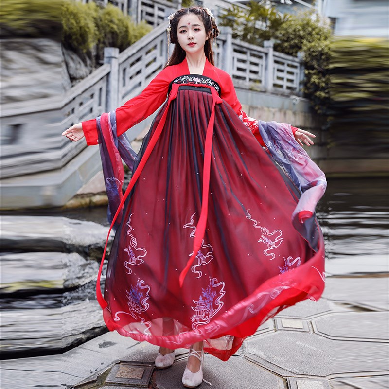 汉服女中国风彼岸花改良齐胸襦裙古装G超仙仙气飘逸古风春冬季套
