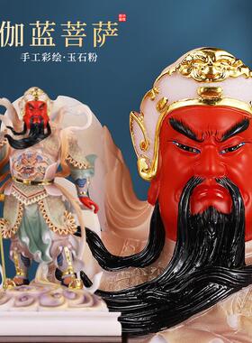 新品汉白玉伽蓝韦陀菩萨神佛像供奉左右关公武财神爷摆Z件室内佛