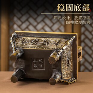 极速黄铜青古龙方鼎商务送礼品办公室客厅铜鼎高端装饰.摆件聚宝