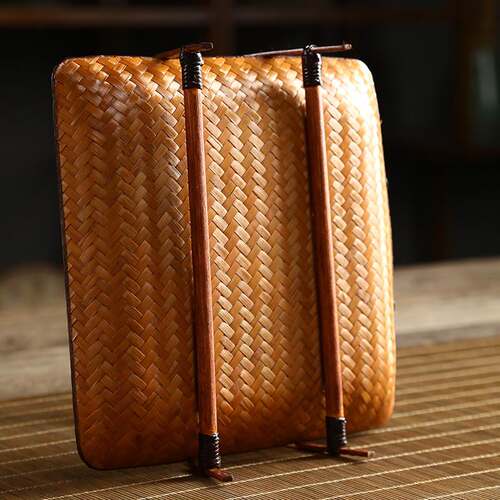 极速手工竹制小提篮 竹编带提手z点心盘茶点托盘水果篮 中式复古