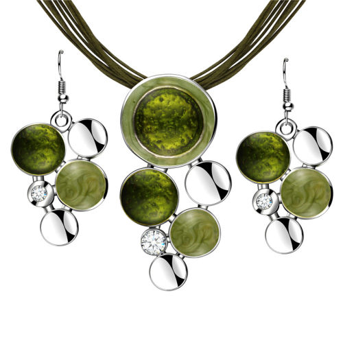 极速Fashioen New Jewelry Sets Green Rope Chain Round Beads P