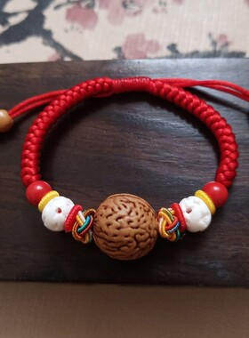 新品桃核手串女款k桃木天然野生桃子核压宝宝惊婴儿童防惊吓红绳